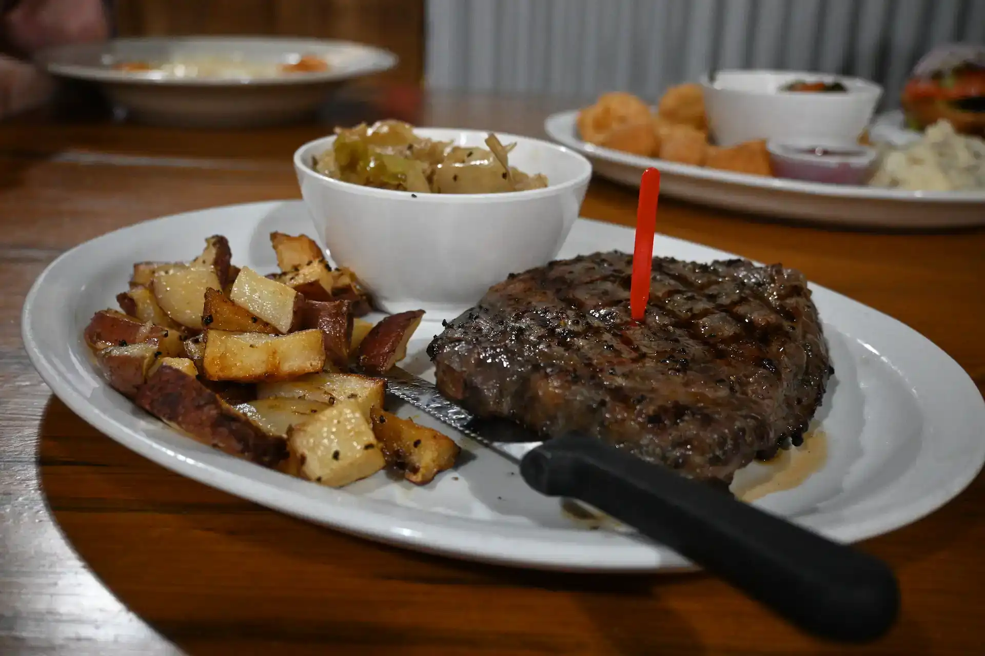 Ribeye steak and fries