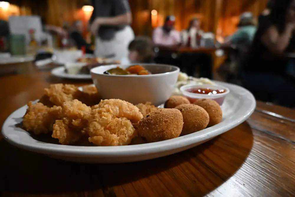 Fried shrimp and hush puppies